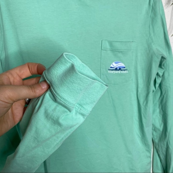 Vineyard Vines Mint Green Long Sleeve Logo Graphic Pocket Tee Size Small - Picture 4 of 8